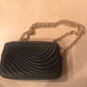 Henri Bendel black quilted leather shoulder bag